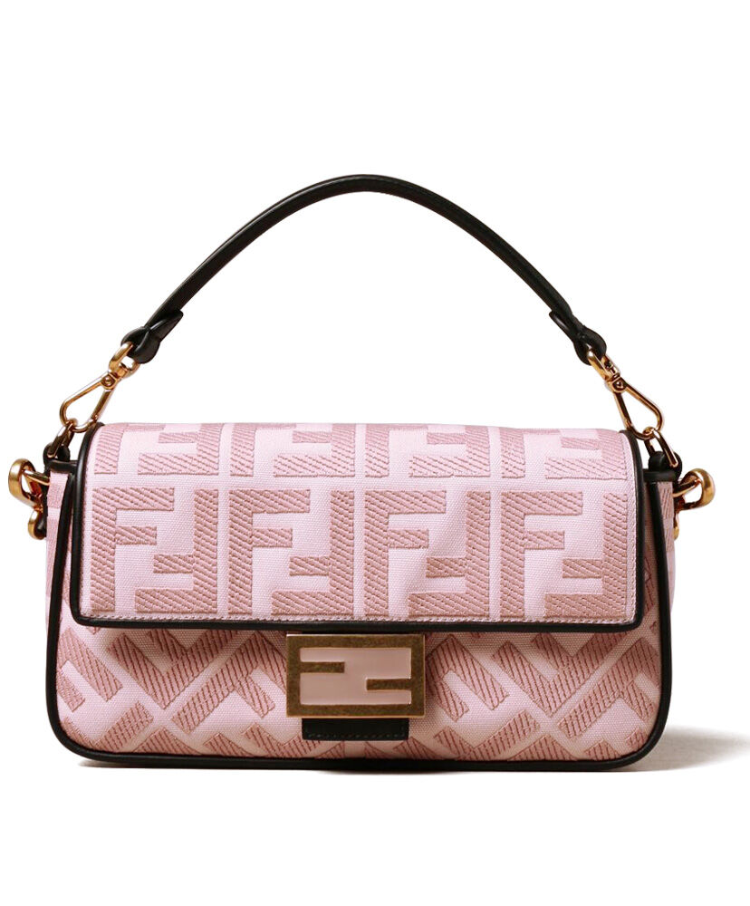 Fendi Baguette FF Canvas Bag 8BR600 Pink